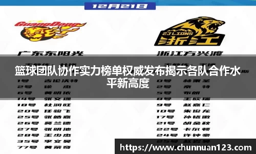 篮球团队协作实力榜单权威发布揭示各队合作水平新高度
